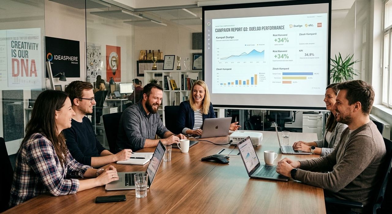 Marketing team reviewing data